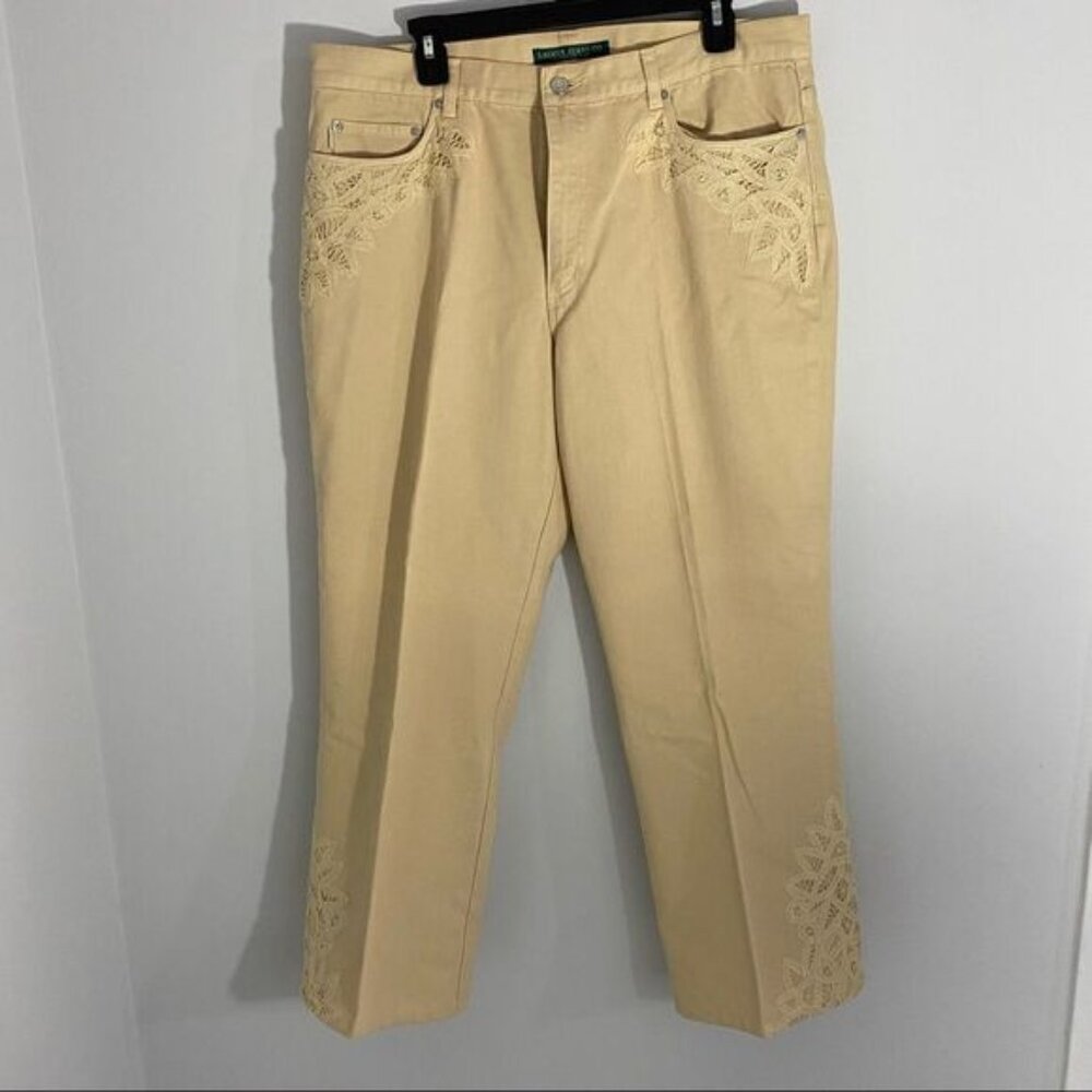Lauren Jeans Lauren Ralph Lauren Women’s Vintage Tan Jeans Lace Details